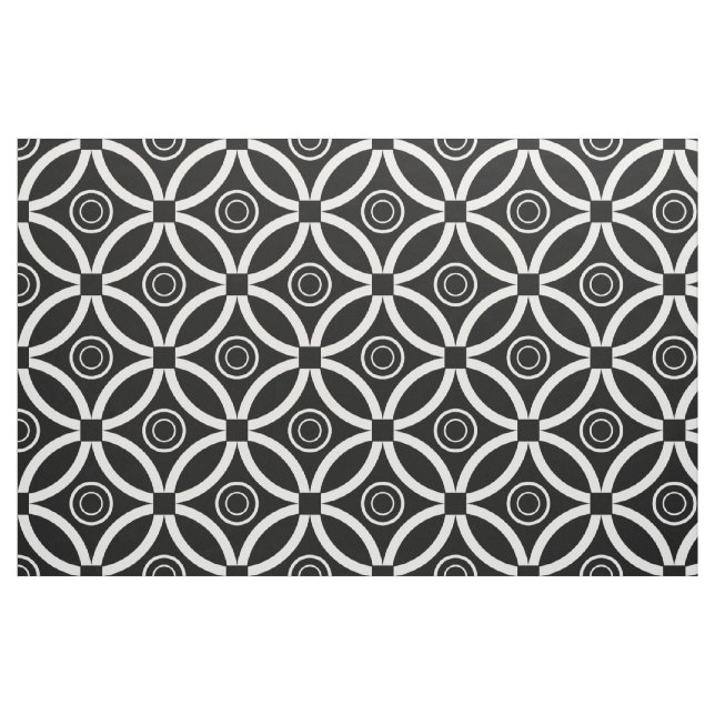 Tissu Motif géométrique Rétro Blanc Et Noir (Fat Quarter)