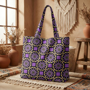 Tissu Motif géométrique tendance violet et jaune