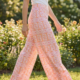 Tissu Motif géométrique tribal boho moderne rose corail
