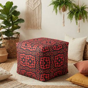 Tissu Motif géométrique tribal rouge et noir