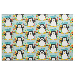 Tissu Motif graphique de peintre artistique de pingouin