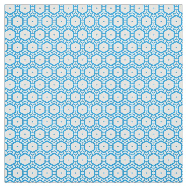 Tissu - Motif Hexagon bleu et blanc (Échantillon)