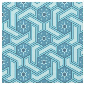 Tissu Motif hexagone givré avec flocons de neige