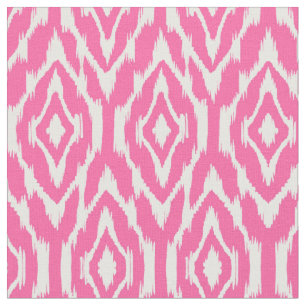 Tissu Motif Ikat rose et blanc chaud