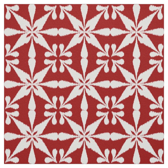 Tissu Motif Ikat Star - Rouge foncé et blanc (Échantillon)