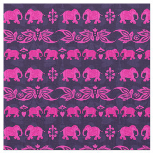 Tissu Motif indien Elephant bleu rose Sari