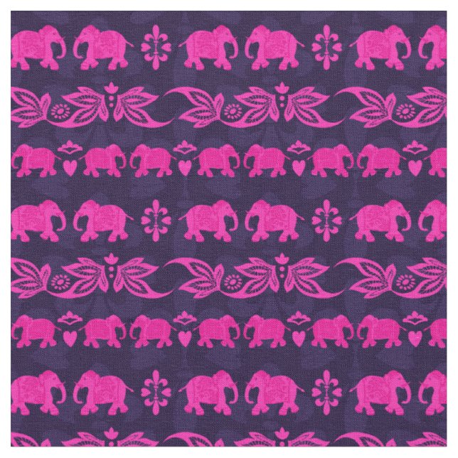 Tissu Motif indien Elephant bleu rose Sari (Fermer)