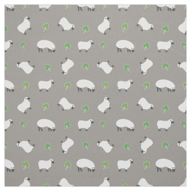 Tissu Motif irlandais de shamrock et de moutons (Échantillon)