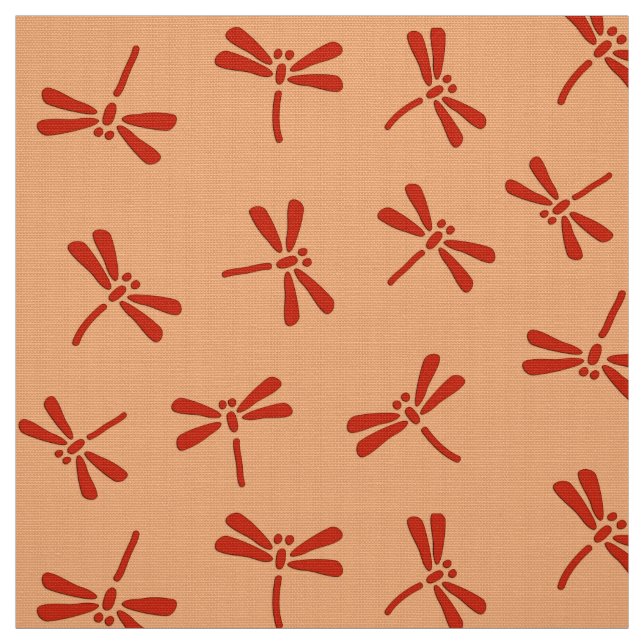 Tissu Motif japonais de libellule, mandarine (Échantillon)
