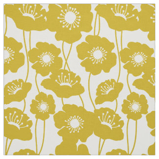 Tissu Motif jaune de pavots de moutarde