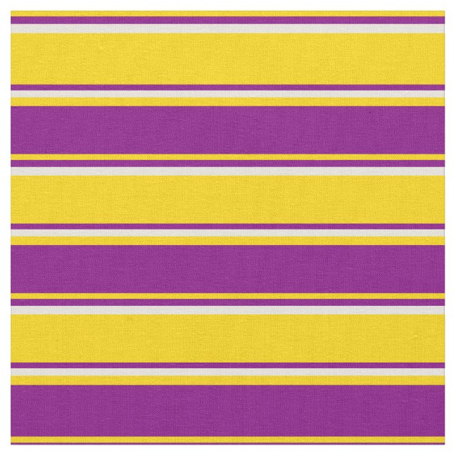 Tissu Motif jaune, violet et beige rayé/lin (Fermer)