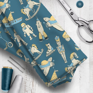 Tissu Motif Jouet vintage bleu/jaune ID783