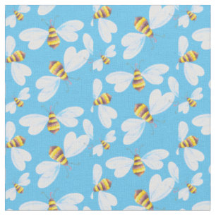 Tissu Motif lunatique d'art d'aquarelle d'abeille de vol