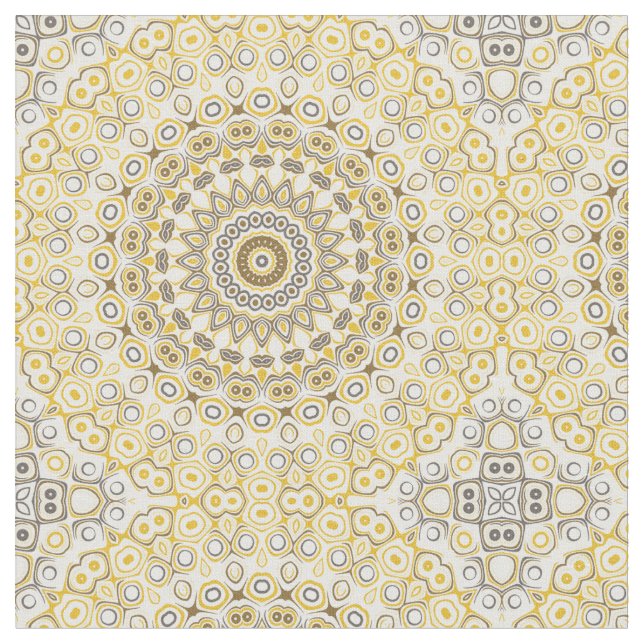 Tissu Motif Mandala Jaune Doré (Fermer)