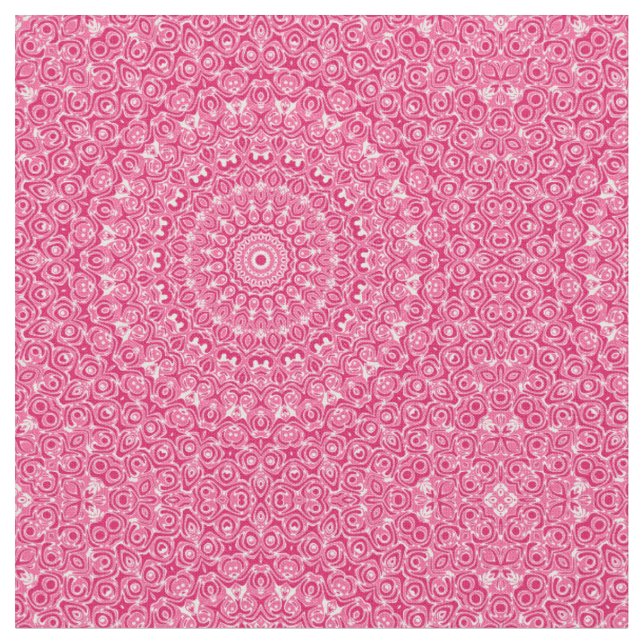 Tissu Motif Mandala Rose Clair et Blanc (Fermer)