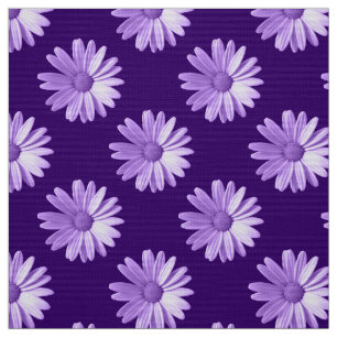 Tissu Motif marguerrier - violet profond