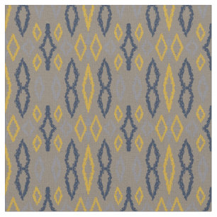 Tissu Motif marocain Ikat Blue Yellow Grey