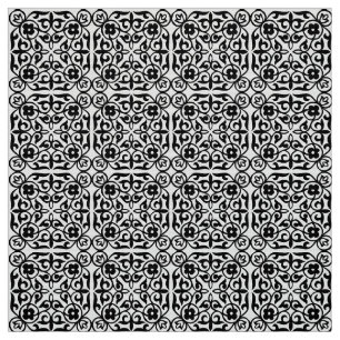 Tissu Motif médiéval de damassé, noir et blanc