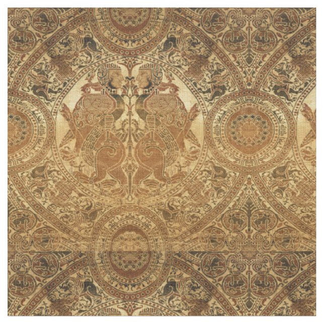 Tissu Motif médiéval Lions & Harpies du 12ème siècle (Fermer)