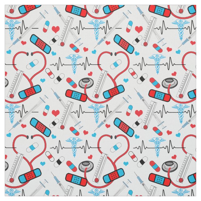 Tissu Motif mignon de docteur / infirmière (Échantillon)