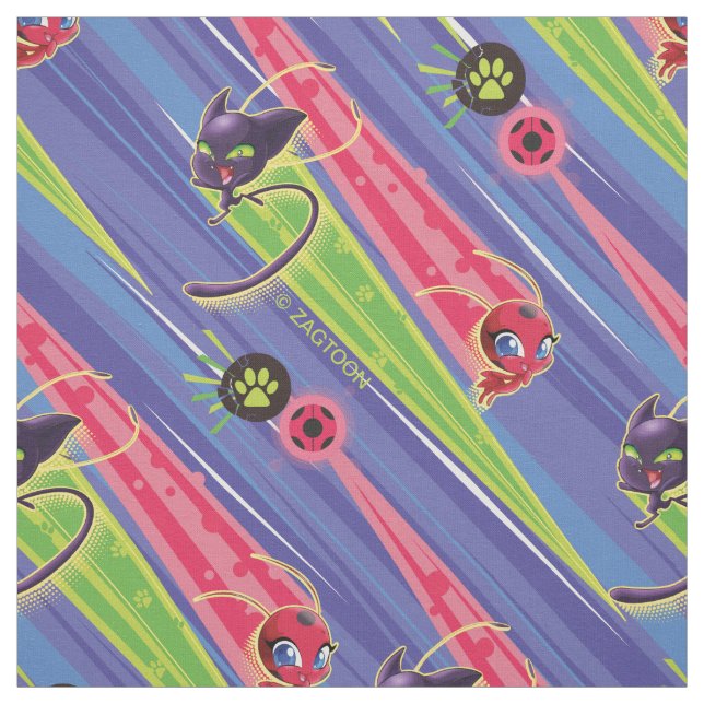 Tissu Motif Miraculaire Kwamis Tikki & Plagg (Échantillon)