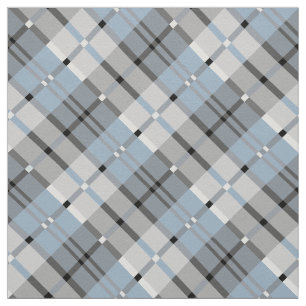 Tissu Motif moderne de plaid bleu-clair et gris