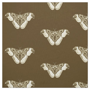 Tissu Motif moth tzigane, chocolat et beige