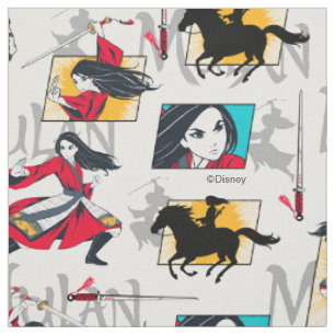 Tissu Motif Mulan Illustrated Panels