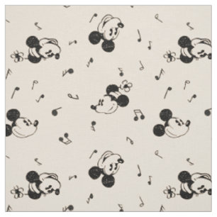 Tissu Motif musical vintage Mickey & Minnie