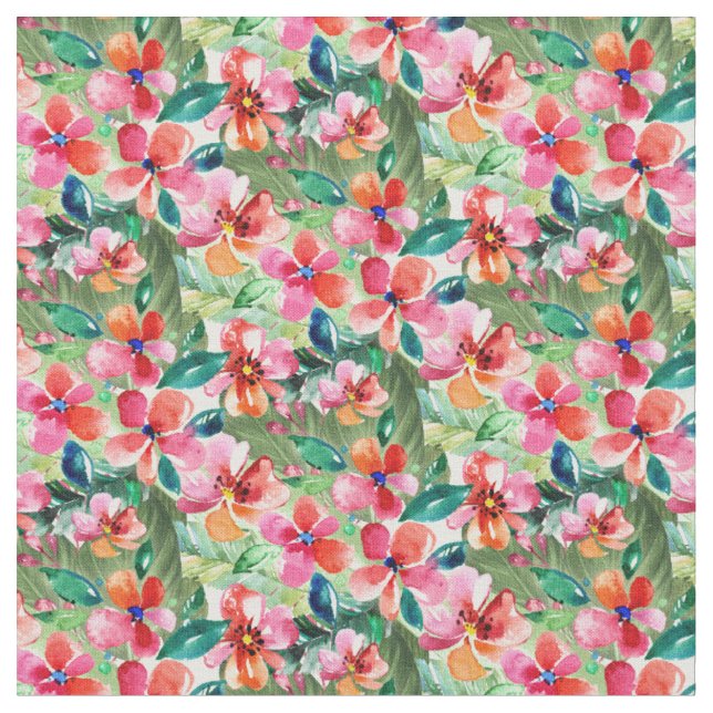 Tissu Motif naturel de la flore rose et verte (Fermer)