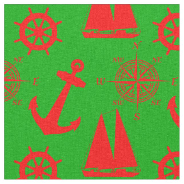 Tissu Motif nautique côtier de Noël (Fermer)