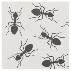 Tissu Motif noir drôle de fourmis