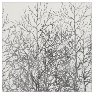 Tissu Motif noir et blanc de branches d'arbre