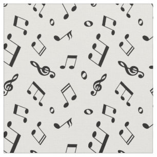 Tissu Motif noir et blanc de notes de musique