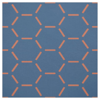Tissu Motif orange et bleu d'hexagone