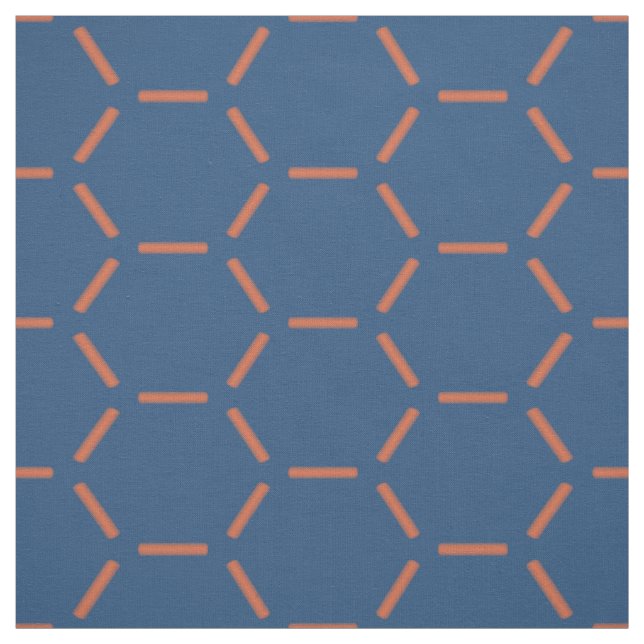 Tissu Motif orange et bleu d'hexagone (Échantillon)