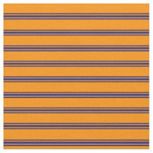 Tissu Motif orange foncé et bleu nuit rayé/bordé