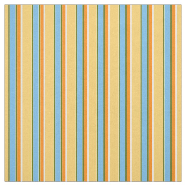 Tissu Motif Orange Green Jaune Bleu clair (Échantillon)