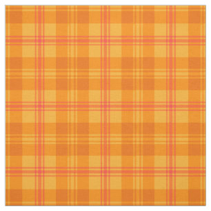 Tissu Motif orange, rouge et jaune de souci de plaid