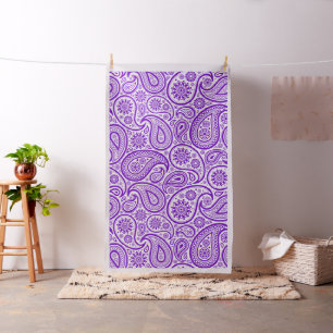 Tissu Motif paisley vintage violet et blanc
