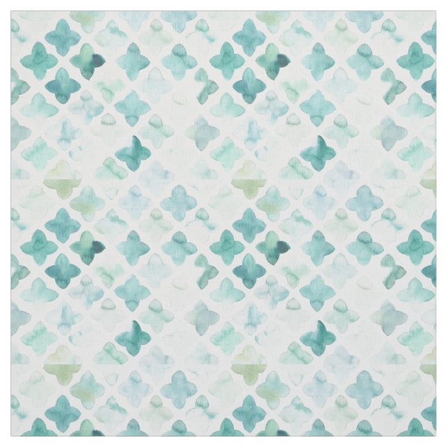 Tissu Motif peint à la main de turquoise (Échantillon)