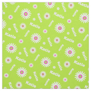 Tissu Motif personnalisé de nom de marguerite blanche ve