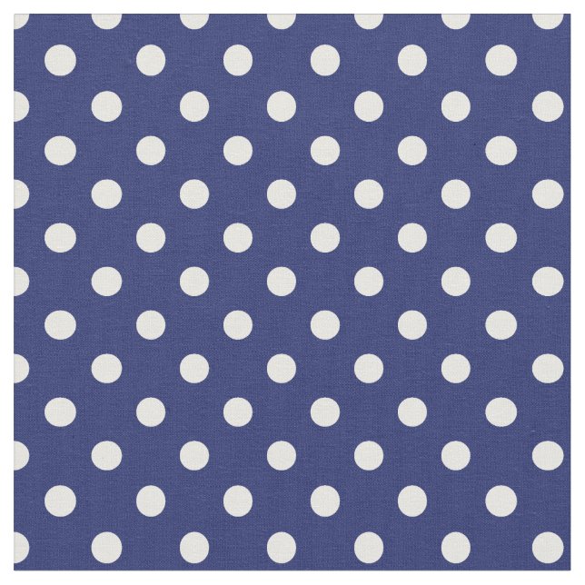 Tissu Motif Pois Blanc Bleu marine (Fermer)