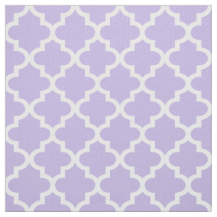 Tissu Motif Quatrefeuille Moderne Violet Clair et Blanc