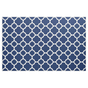 Tissu Motif Quatrefoil Bleu Saphir