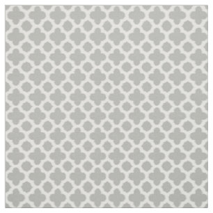 Tissu Motif Quatrefoil gris beige blanc Ikat