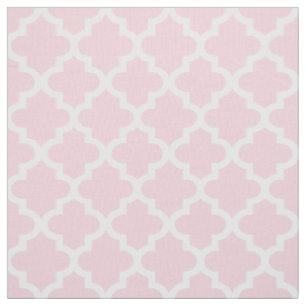 Tissu Motif Quatrefoil Moderne Rose Clair et Blanc