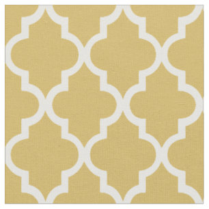 Tissu Motif Quatrefoil Or Doré Tendance Marocain