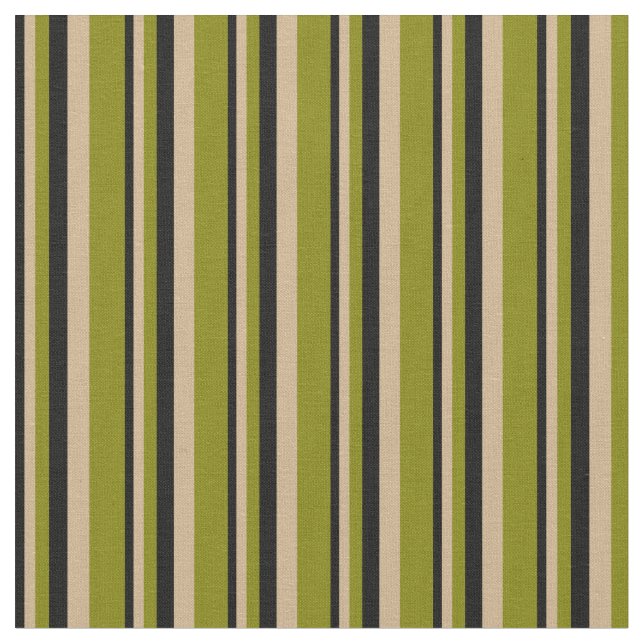 Tissu Motif rayé noir, bronzé et vert (Fermer)
