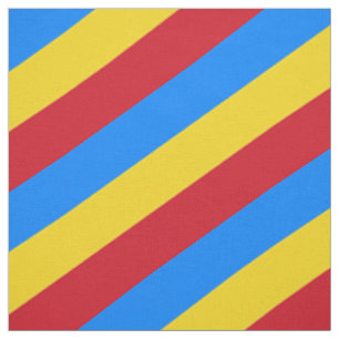 Tissu Motif rayé rouge, bleu et jaune